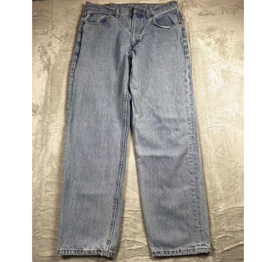 Levi's 550 Relaxed Fit Jeans Men 34x32 Faded Blue Distressed 100% Cotton Denim